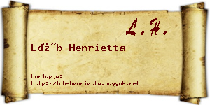 Löb Henrietta névjegykártya